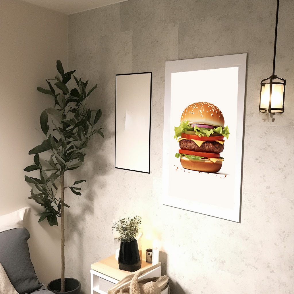 ハンバーガーのアートポスター廊下配置イメージ