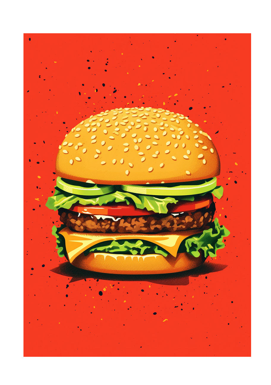 ハンバーガーのアートポスター原画のみ