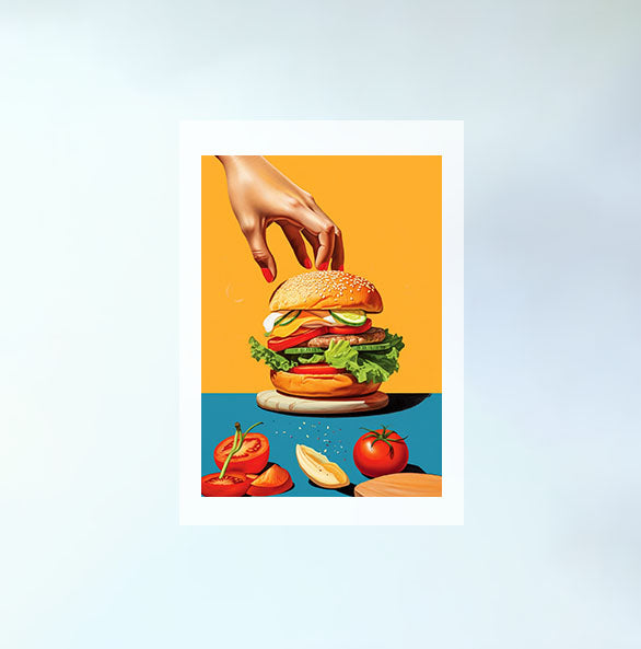 ハンバーガーのアートポスター原画のみ設置イメージ