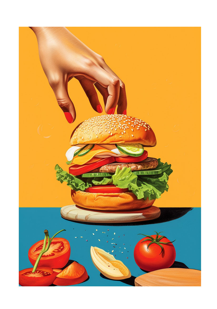 ハンバーガーのアートポスター原画のみ