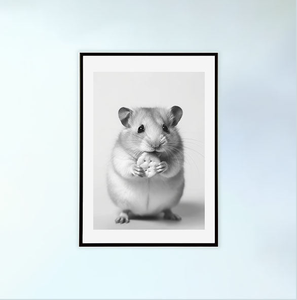ハムスターのアートポスター黒フレームあり