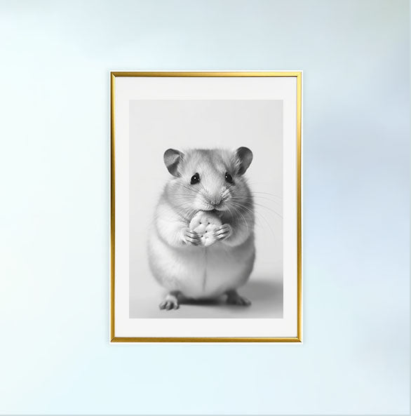ハムスターのアートポスター金フレームあり