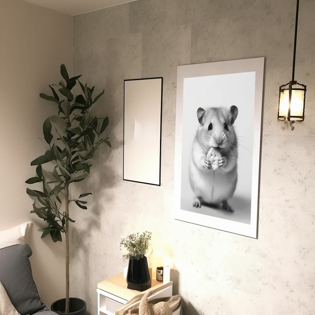 ハムスターのアートポスター廊下配置イメージ