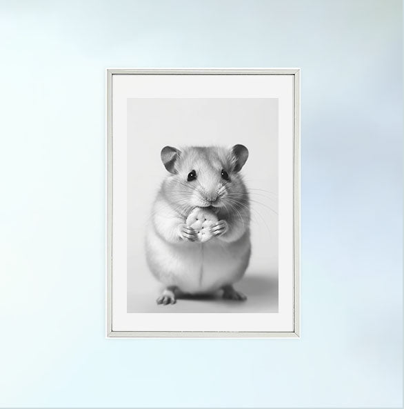 ハムスターのアートポスター銀フレームあり