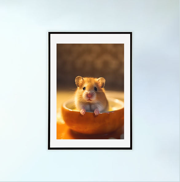 ハムスターのアートポスター黒フレームあり