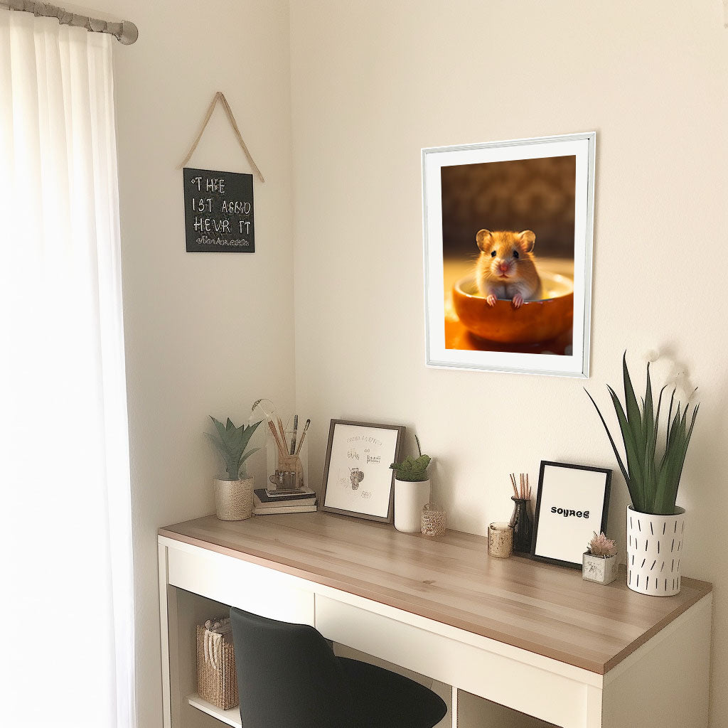 ハムスターのアートポスター机配置イメージ