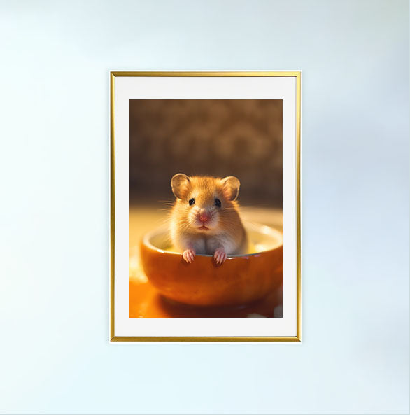 ハムスターのアートポスター金フレームあり