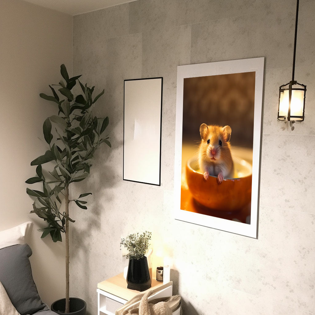 ハムスターのアートポスター廊下配置イメージ