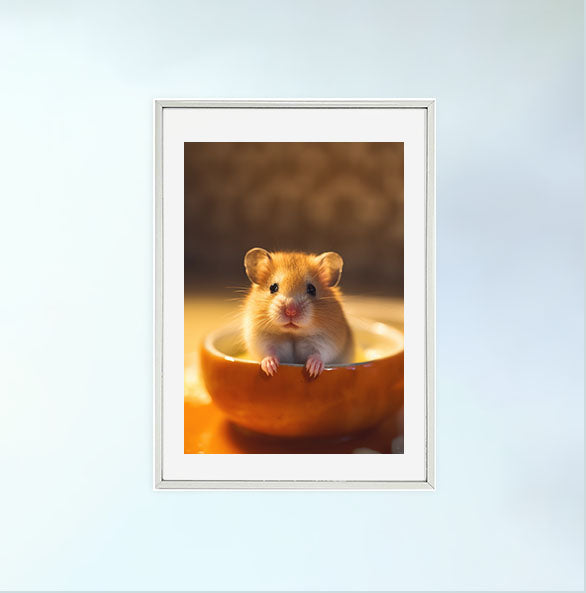 ハムスターのアートポスター銀フレームあり