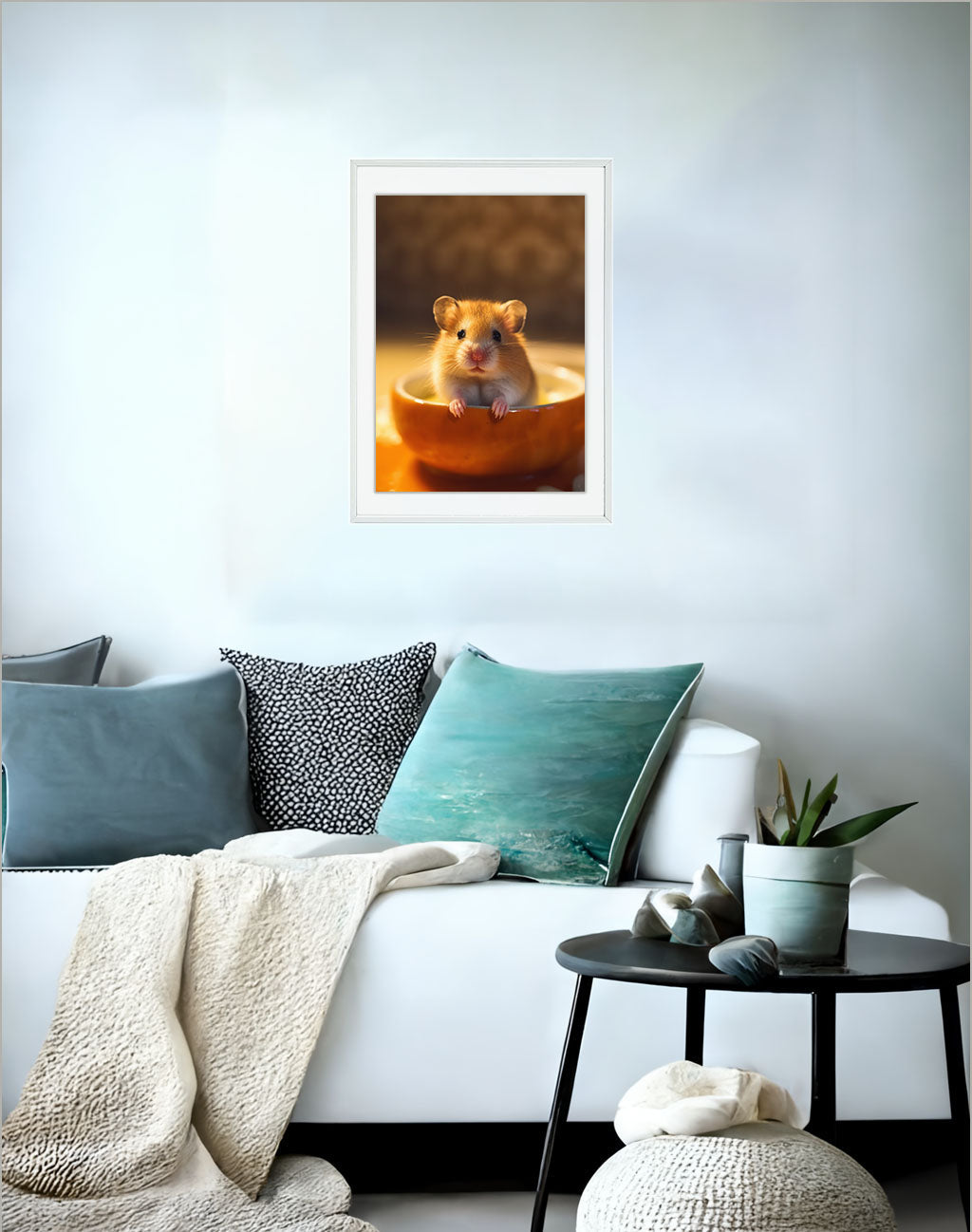 ハムスターのアートポスターソファ配置イメージ