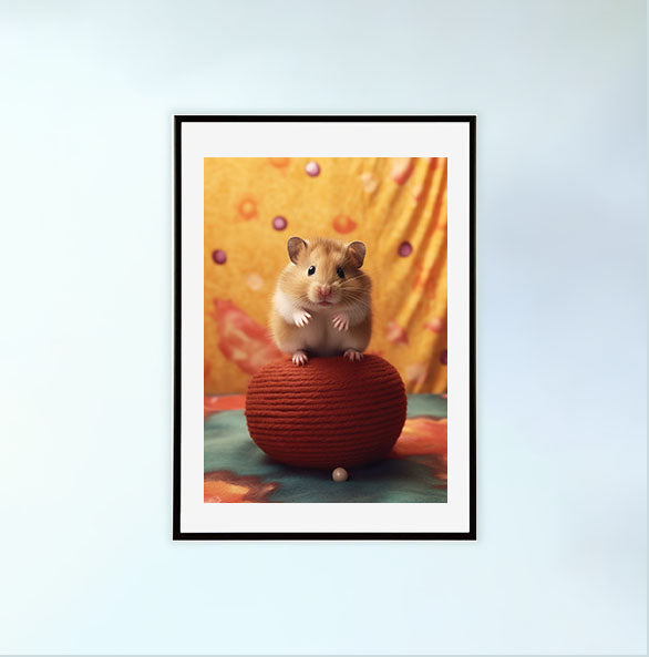 ハムスターのアートポスター黒フレームあり
