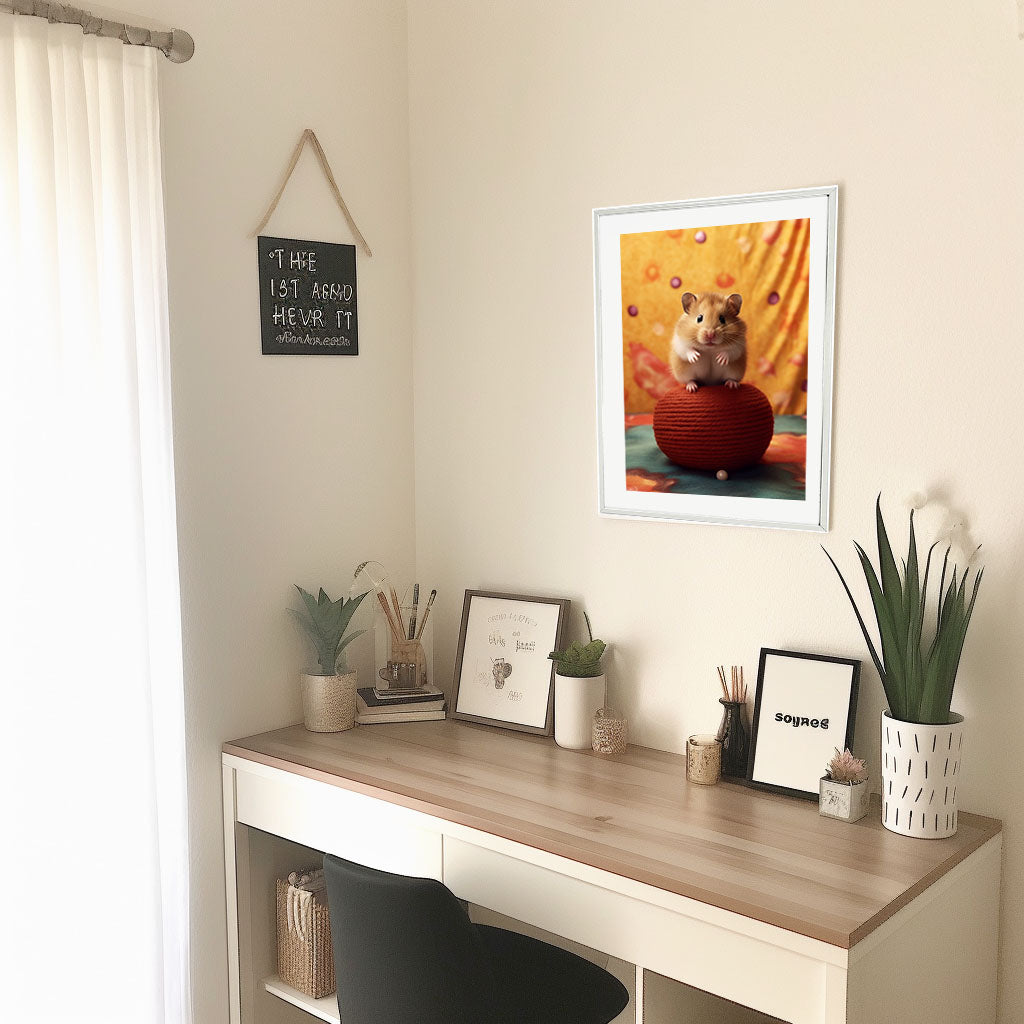 ハムスターのアートポスター机配置イメージ