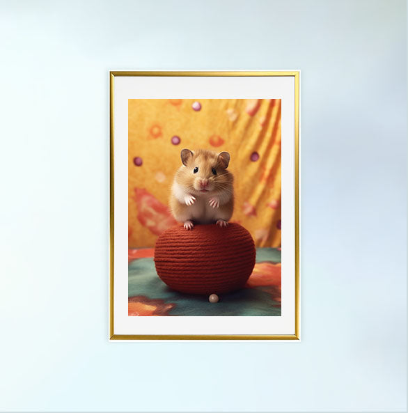 ハムスターのアートポスター金フレームあり