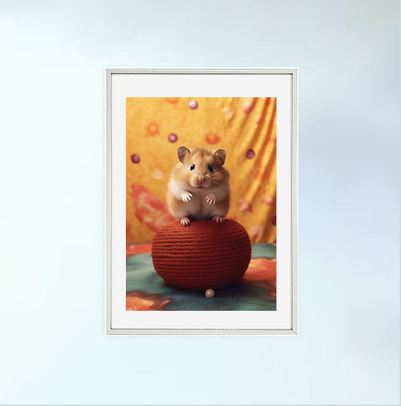 ハムスターのアートポスター銀フレームあり