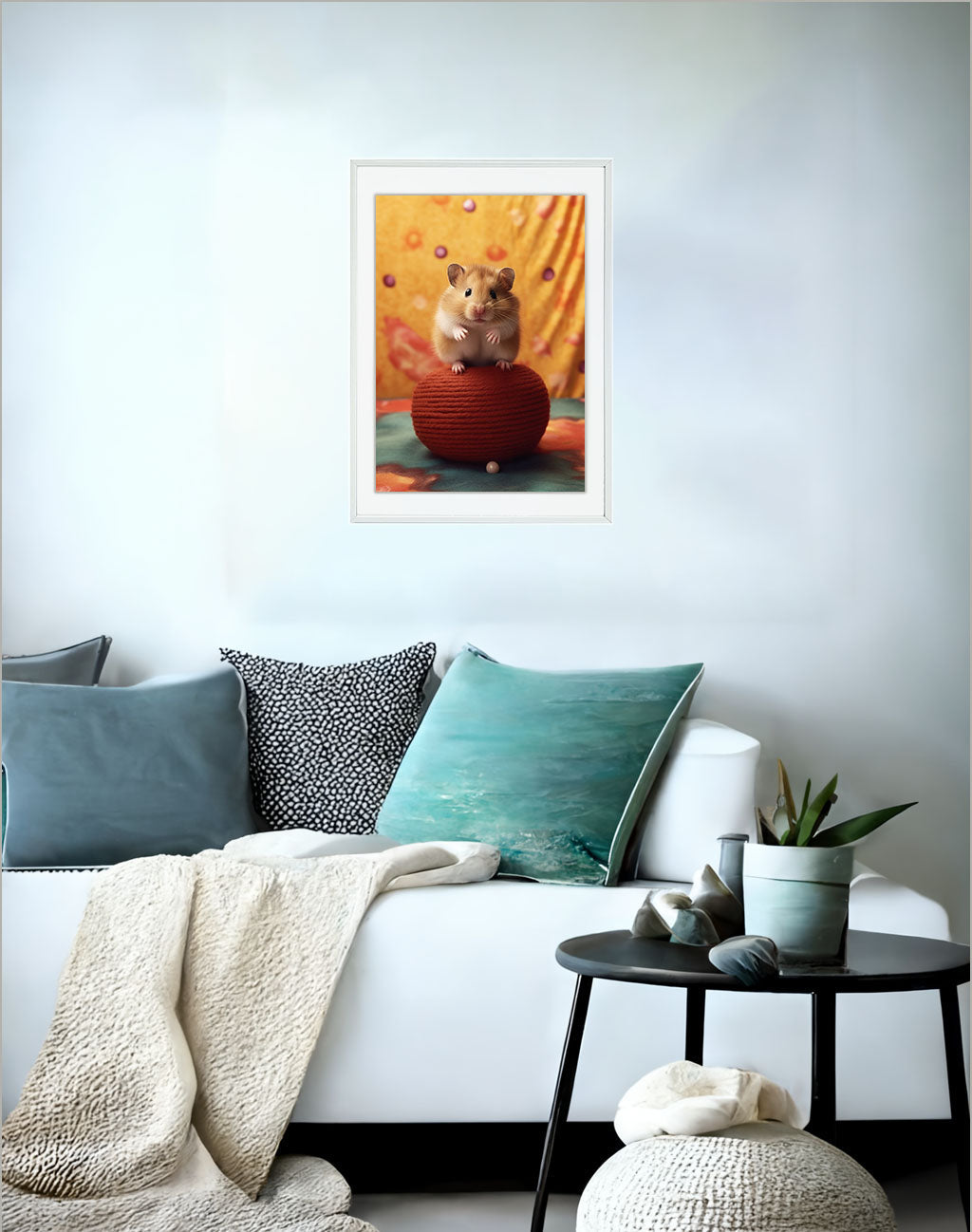 ハムスターのアートポスターソファ配置イメージ