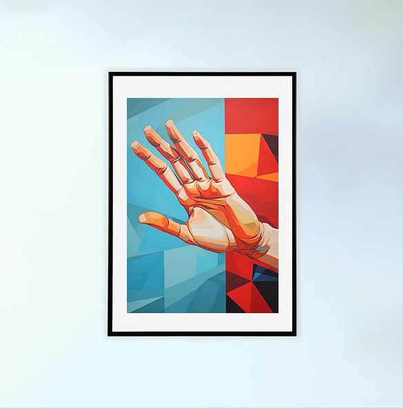手のアートポスター黒フレームあり