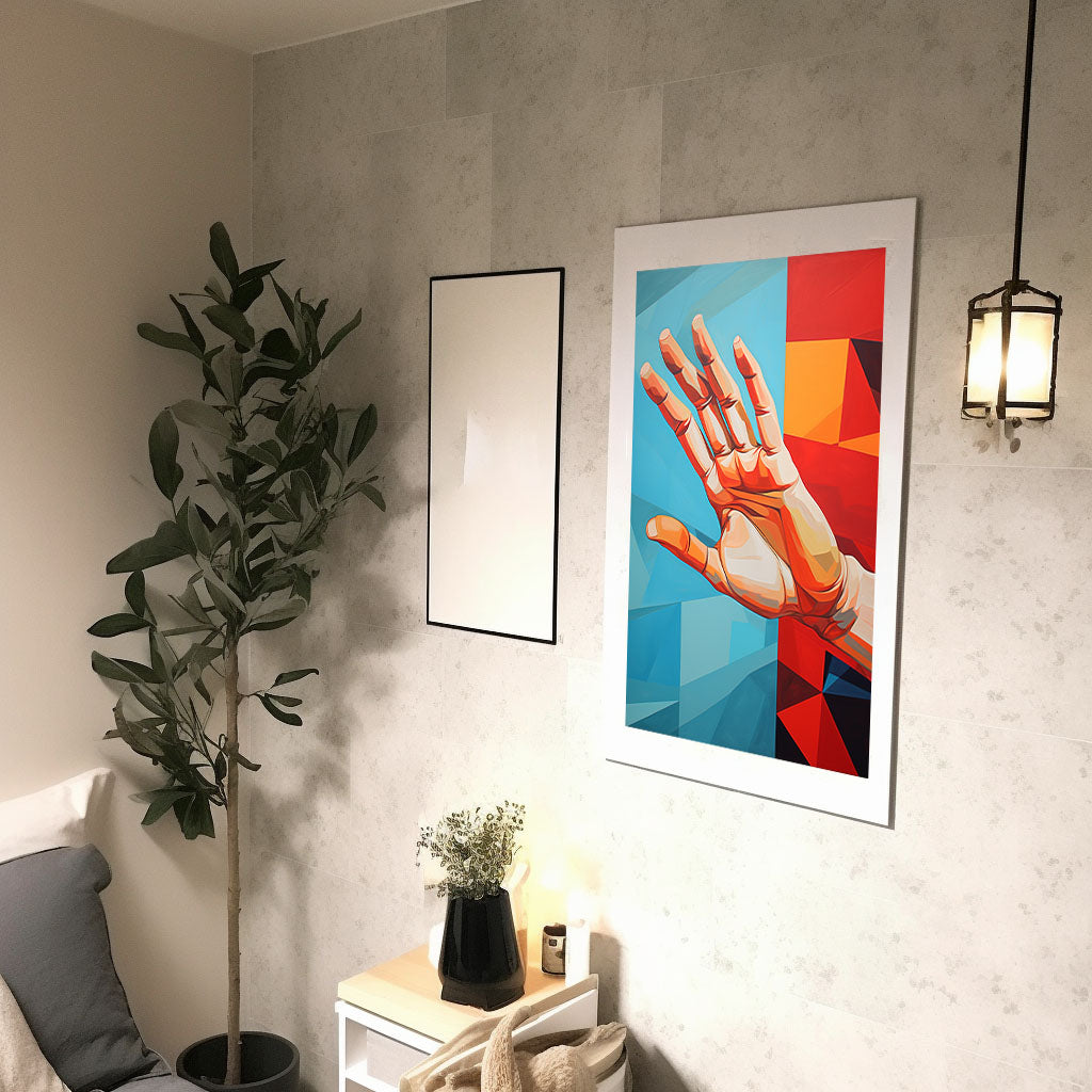 手のアートポスター廊下配置イメージ