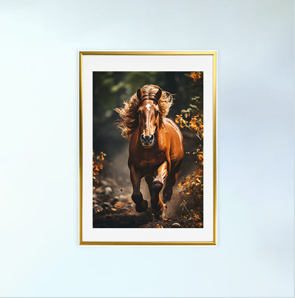 馬のアートポスター金フレームあり