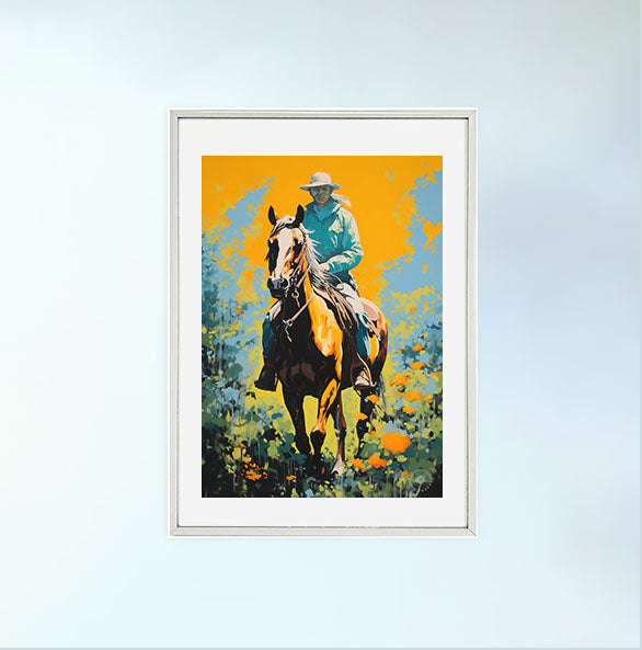 馬のアートポスター銀フレームあり