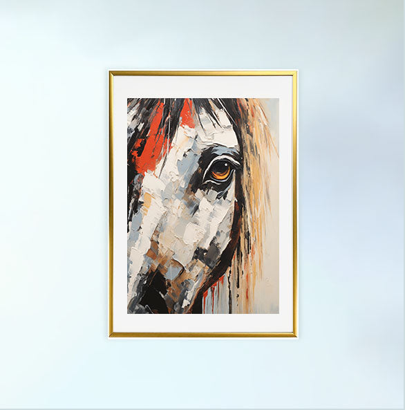 馬のアートポスター金フレームあり