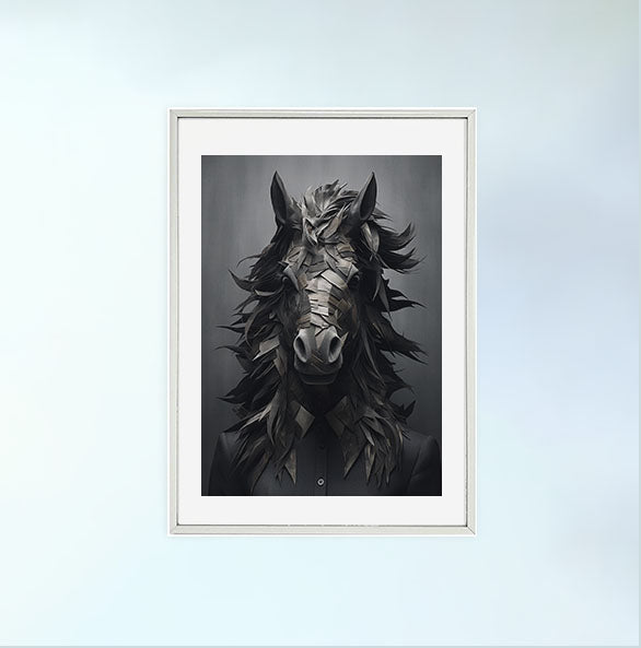 馬のアートポスター銀フレームあり