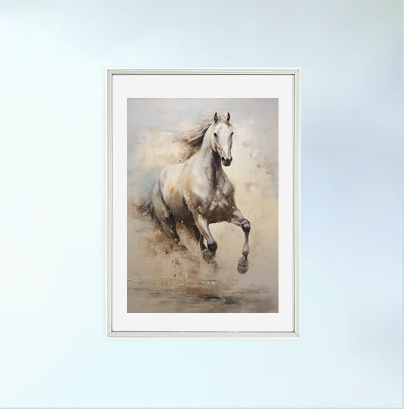 馬のアートポスター銀フレームあり
