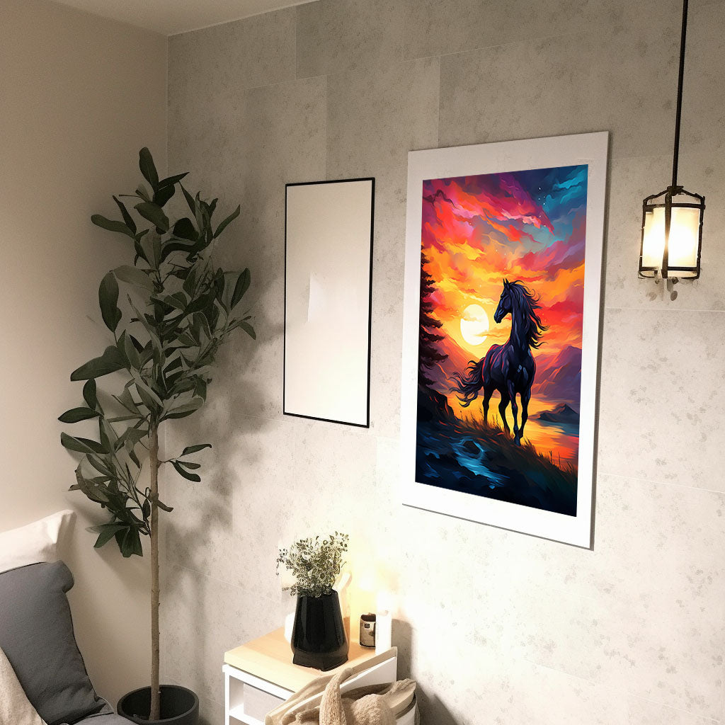 馬のアートポスター廊下配置イメージ