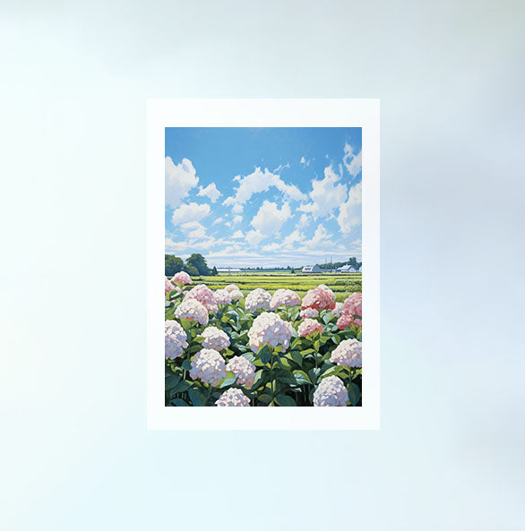 紫陽花のアートポスター原画のみ設置イメージ