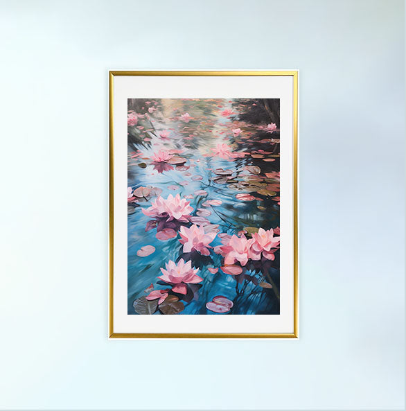 紫陽花のアートポスター金フレームあり