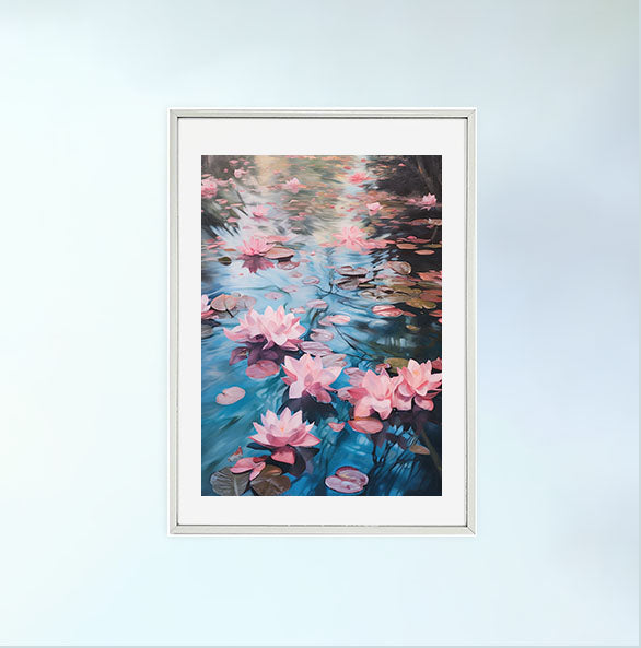 紫陽花のアートポスター銀フレームあり