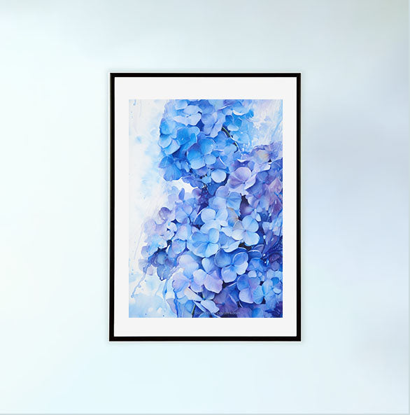 紫陽花のアートポスター黒フレームあり
