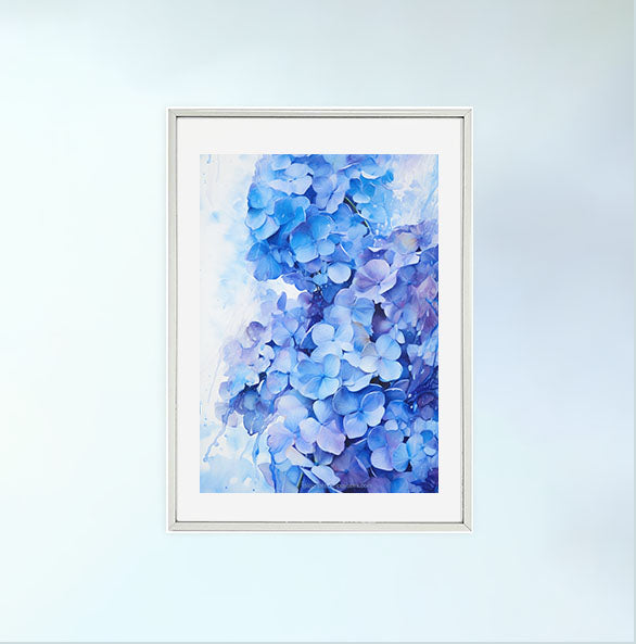 紫陽花のアートポスター銀フレームあり