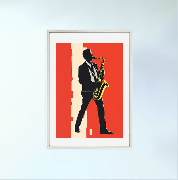 ジャズのアートポスター銀フレームあり