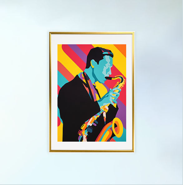 ジャズのアートポスター金フレームあり