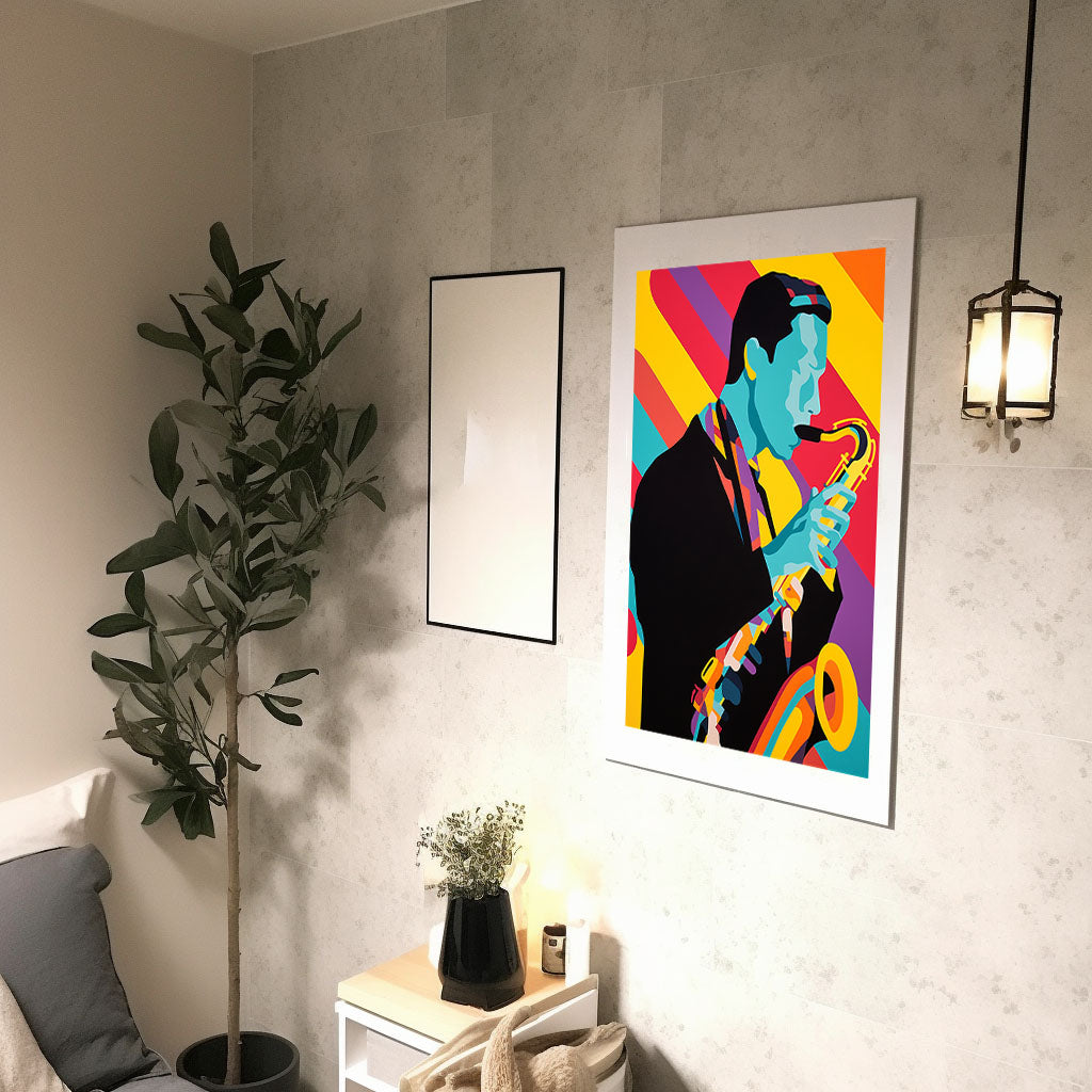 ジャズのアートポスター廊下配置イメージ