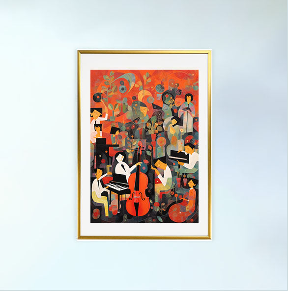 ジャズのアートポスター金フレームあり