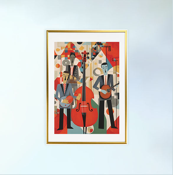 ジャズのアートポスター金フレームあり