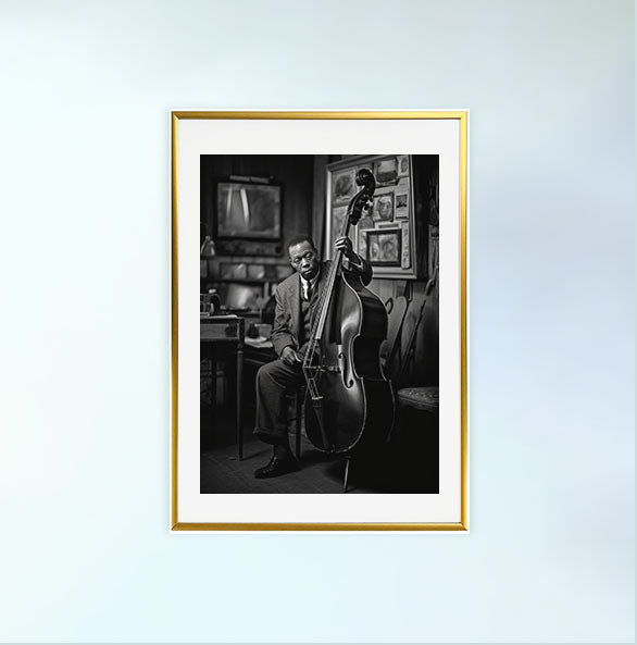 ジャズのアートポスター金フレームあり