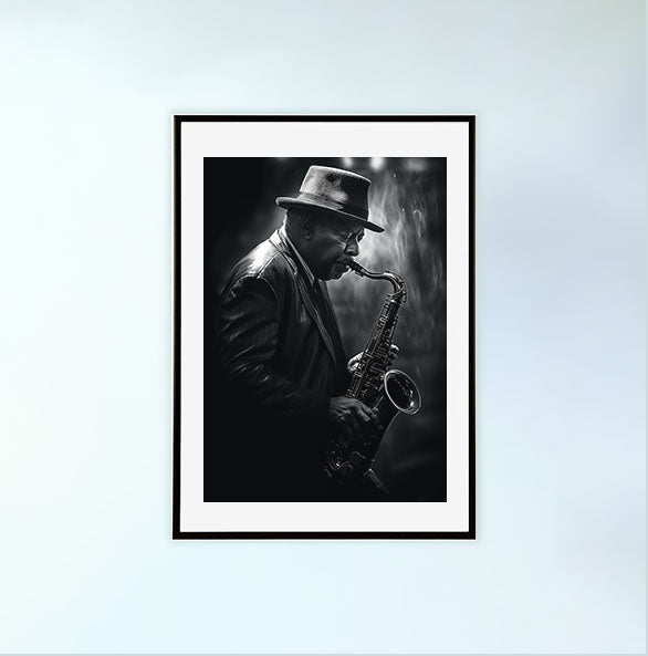 ジャズのアートポスター黒フレームあり
