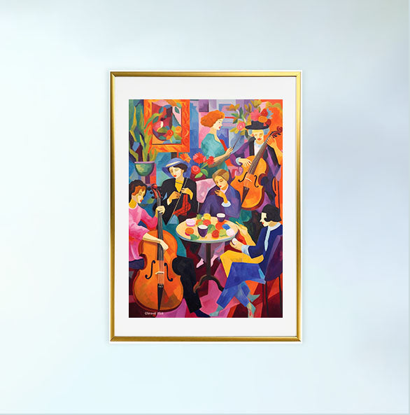 ジャズのアートポスター金フレームあり