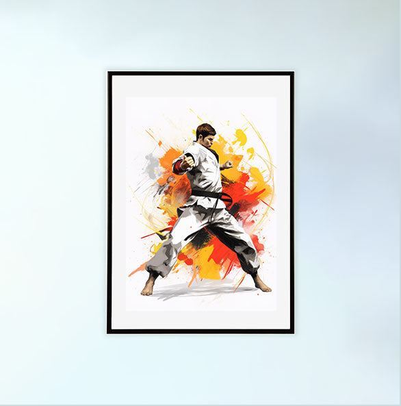 空手のアートポスター黒フレームあり