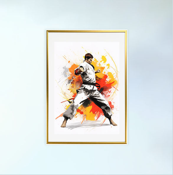 空手のアートポスター金フレームあり