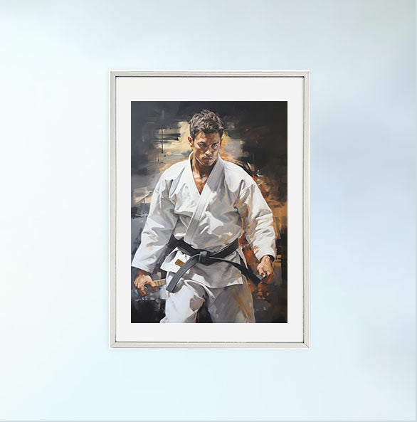 空手のアートポスター銀フレームあり
