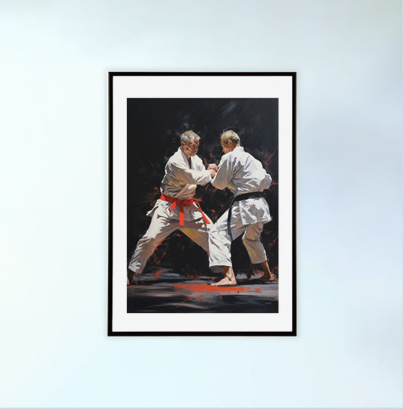 空手のアートポスター黒フレームあり