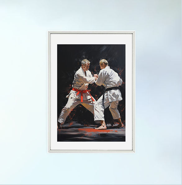 空手のアートポスター銀フレームあり