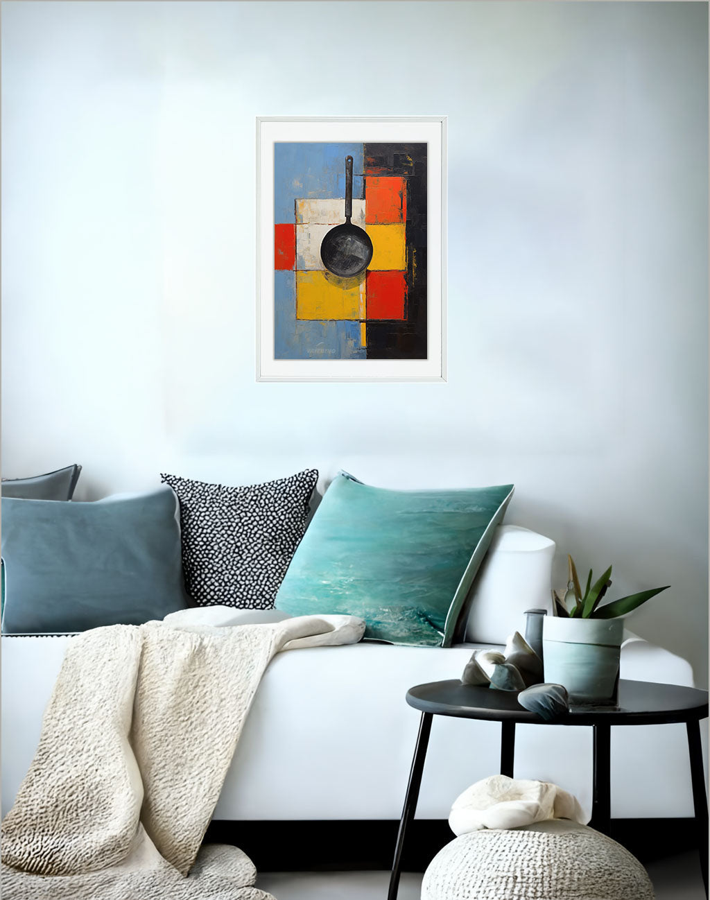 キッチンのアートポスターソファ配置イメージ