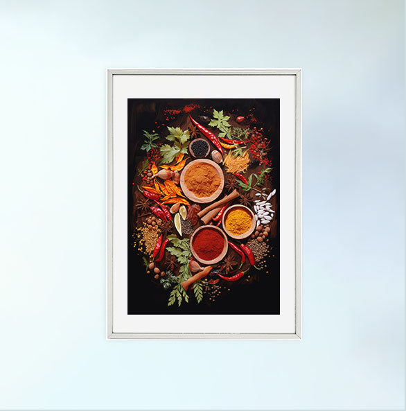 キッチンのアートポスター銀フレームあり