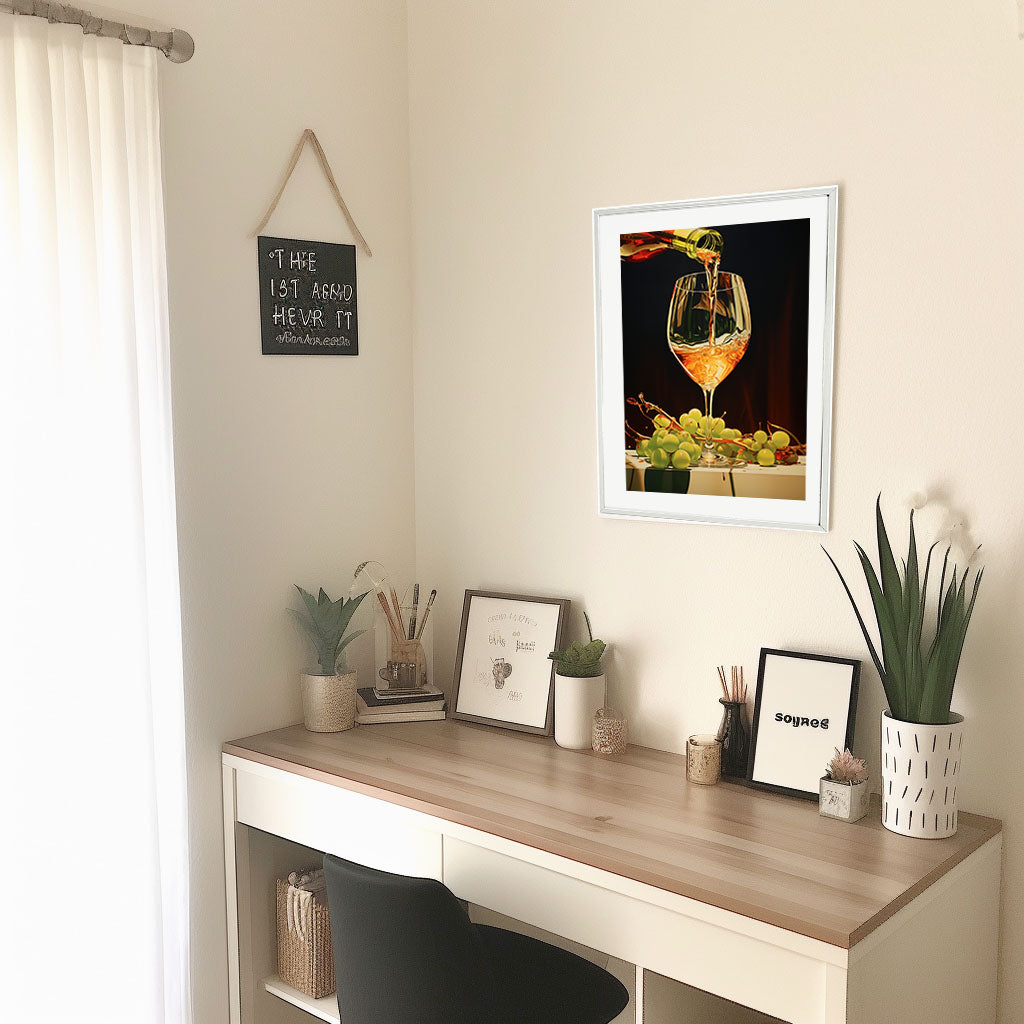 キッチンのアートポスター机配置イメージ