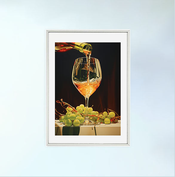 キッチンのアートポスター銀フレームあり