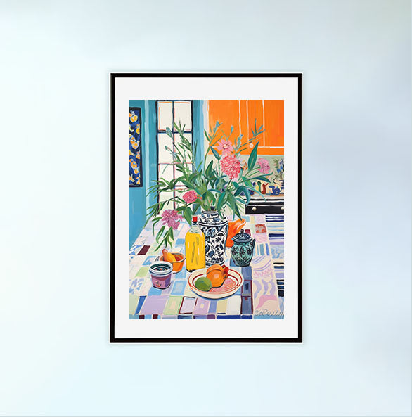 キッチンのアートポスター黒フレームあり